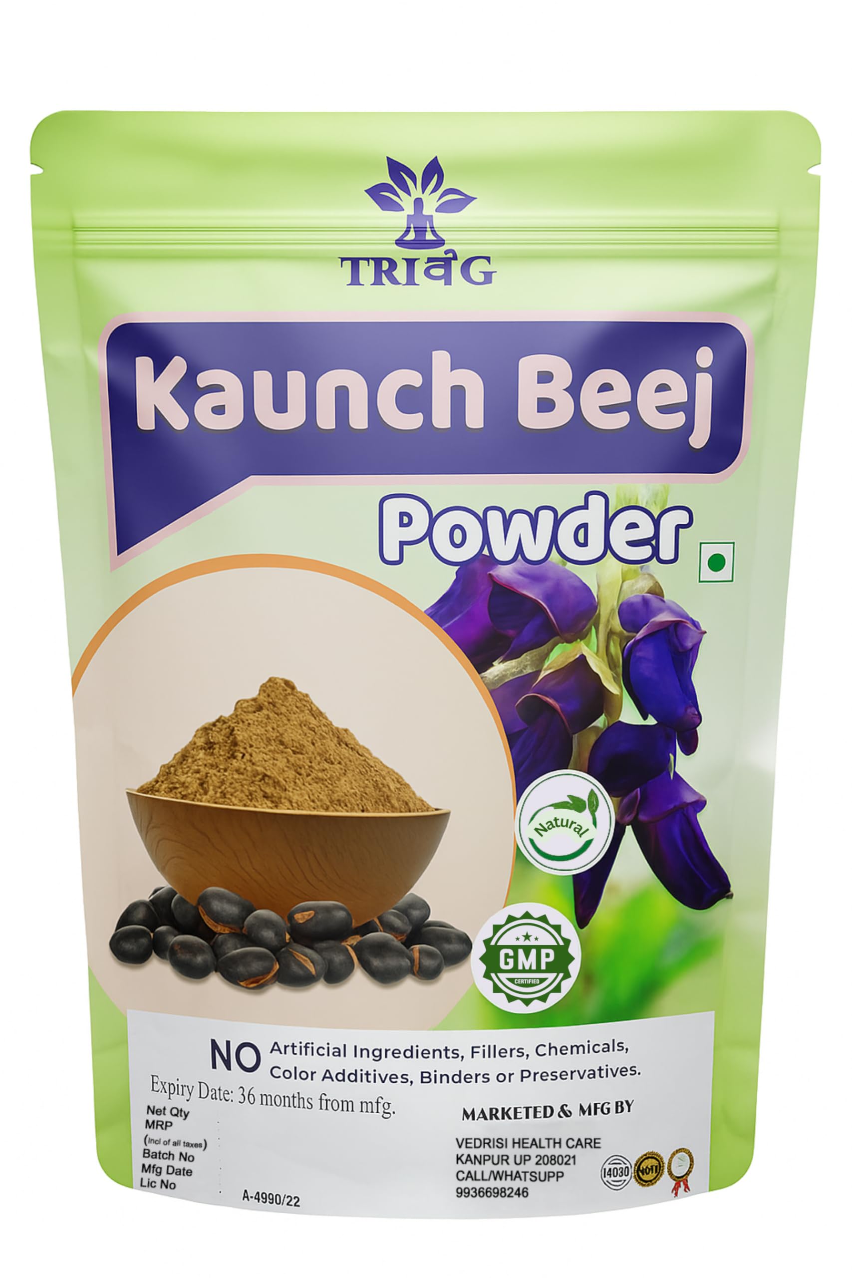 Trivang Black Kaunch Beej Powder, Konch Seed, Alkushi, Kala Koch ke Beej, Kauch, Mucuna Pruriens, Velvet Beans, Kapikachhu, Cowitch, Cowhage (100g) — Amazon image 4