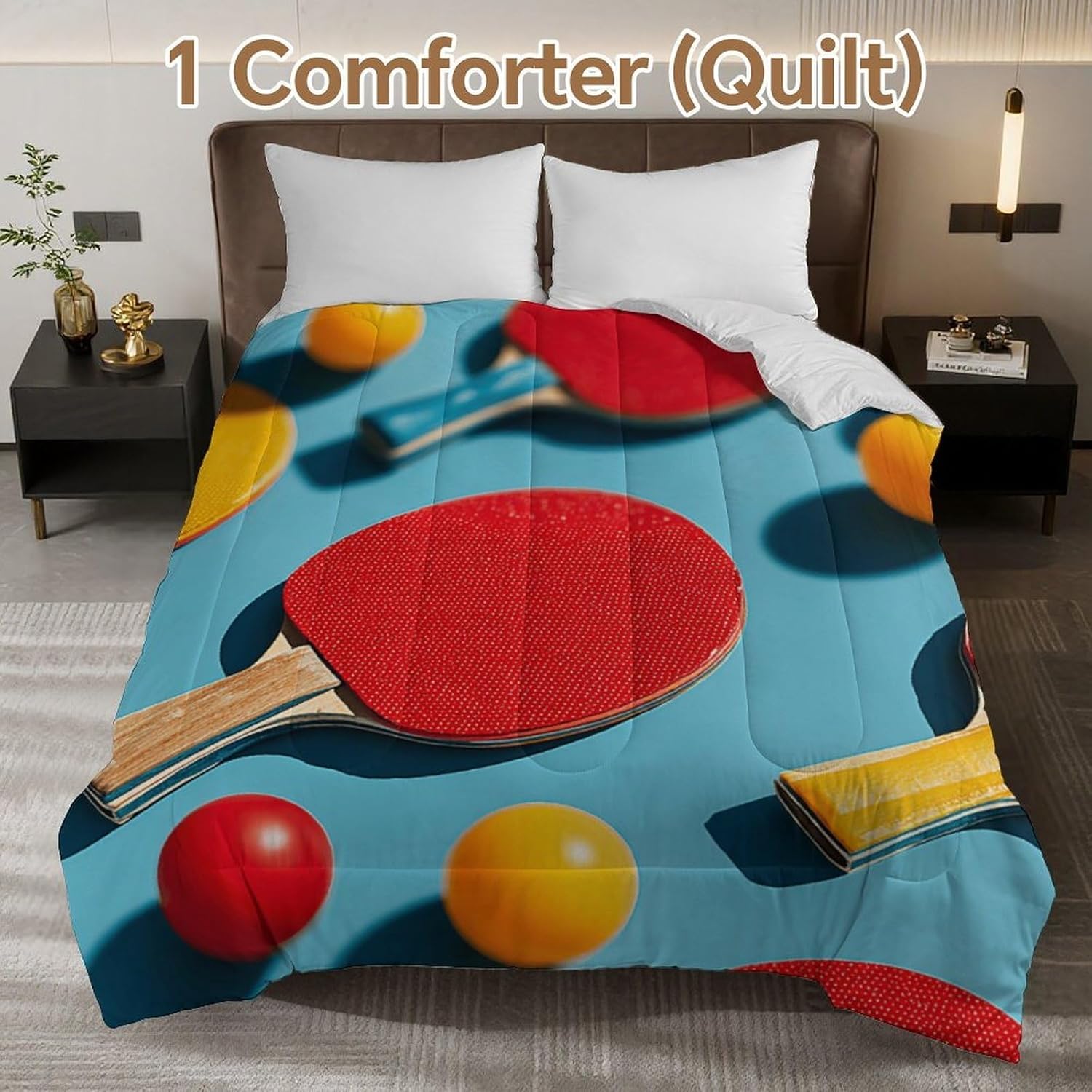 Table Tennis Equipment Comforter Bedding Heavy Bed Blanket Soft Warm Fluffy All Seasons Only Quilt 229x229cm