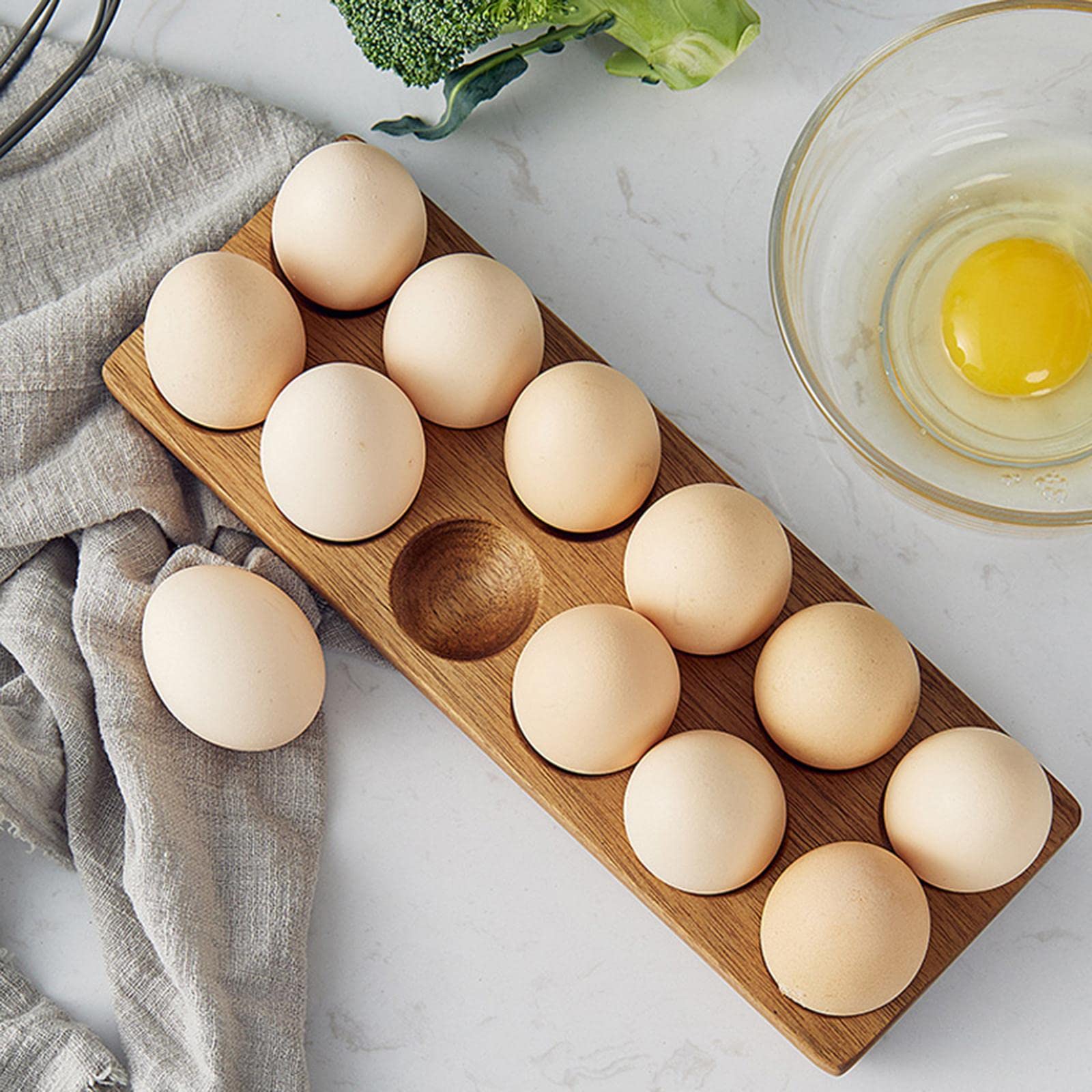 Juego de 2 soportes para huevos de rejilla múltiple portátil de doble fila para nevera, refrigerador, hogar, 12 agujeros