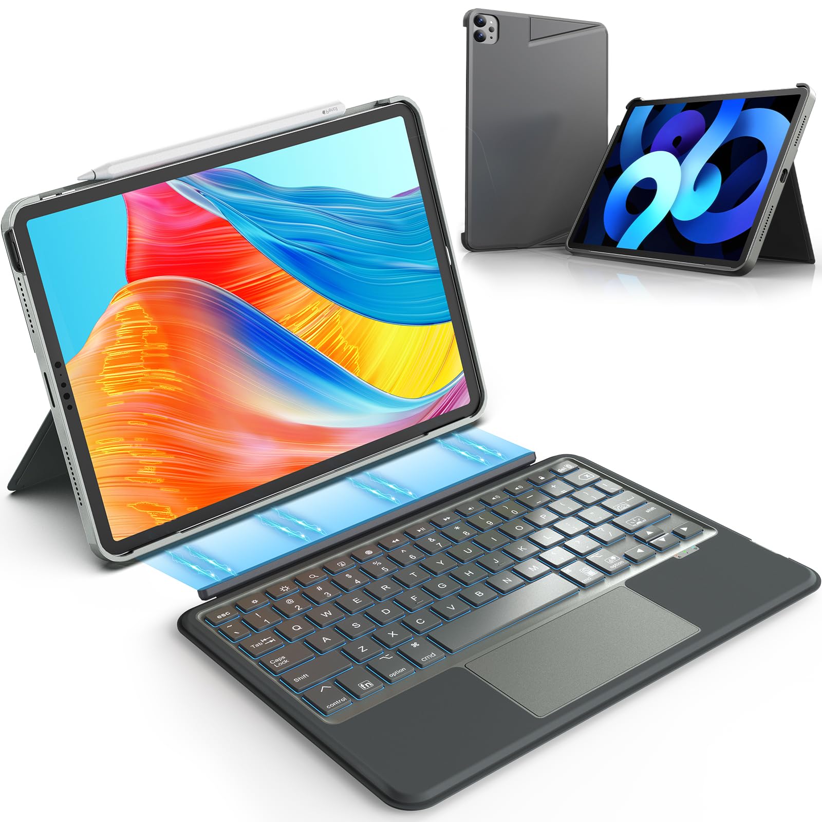 CAPNEW Keyboard Case for iPad -Air 11- inch 2024 & iPad Pro 11 inch (1st/2nd/3rd/4th Generation)- Magnetic Detachable Tablet Keyboard Cases with Trackpad Compatible with 10.9” iPad Air 4th/5th Gen