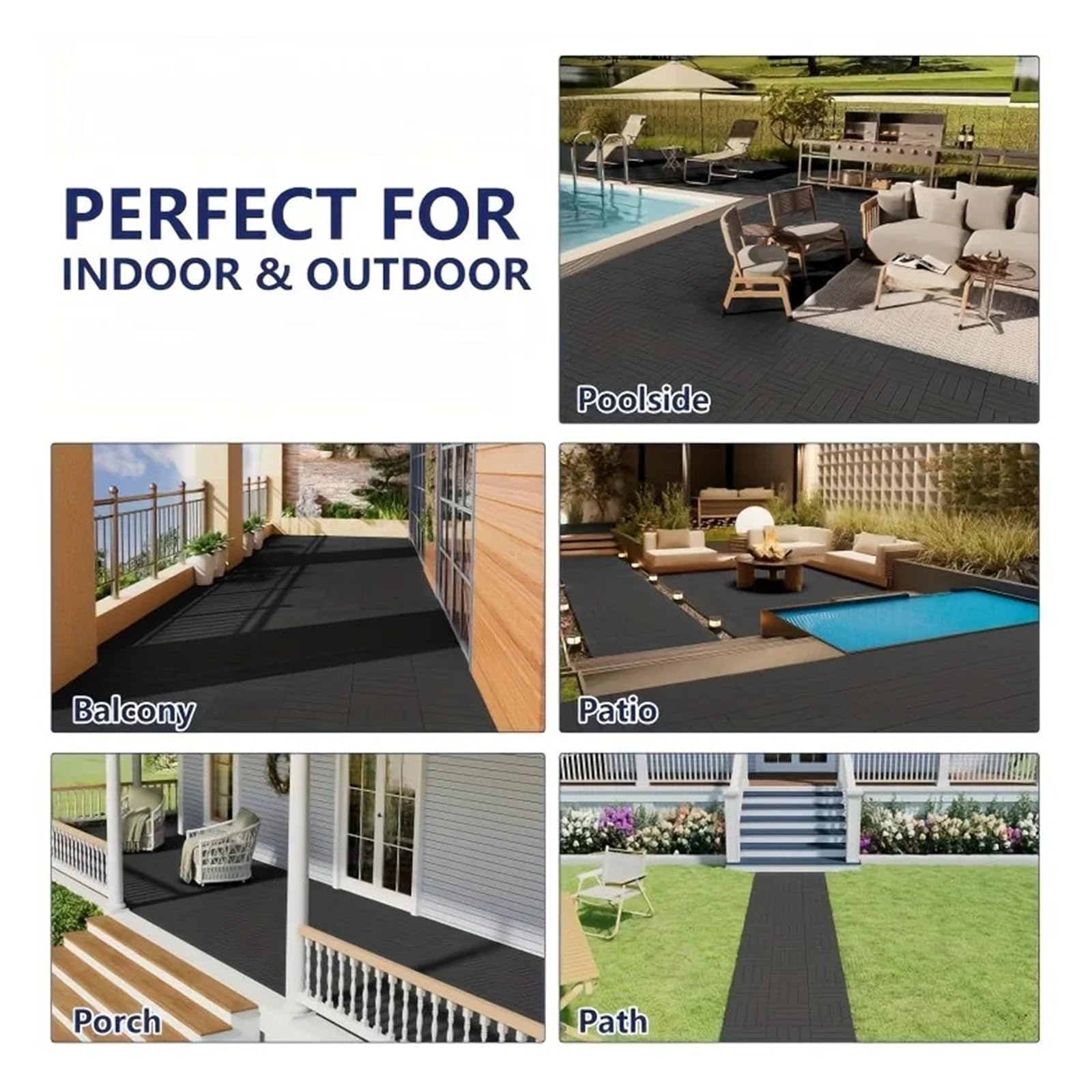 11Pzas Baldosa Imitación Madera Antideslizante Exterior