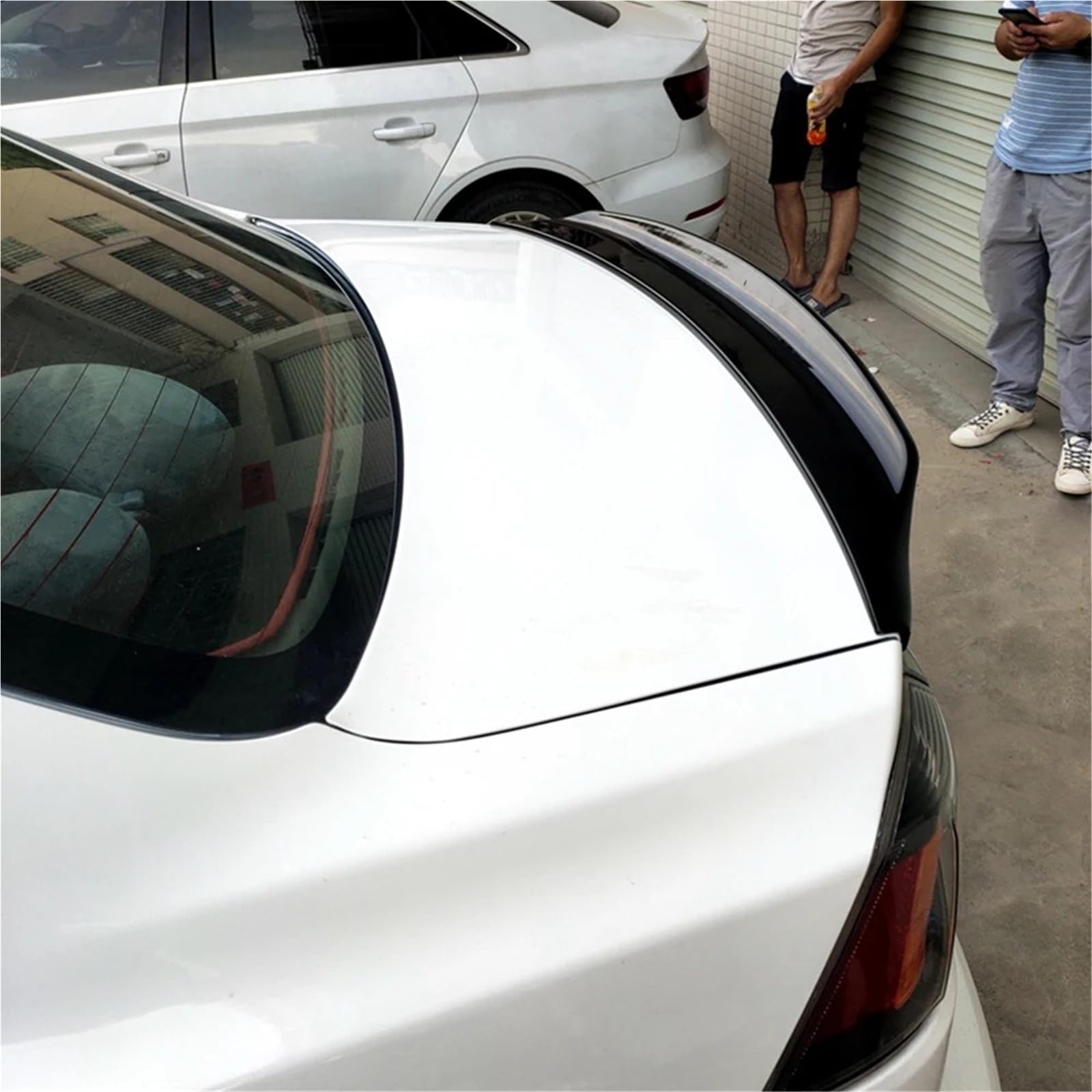 Dla M&ITSUBISHI Dla Lancer EX Evo 2009-2016 Lotka Tylny Spoiler Bagażnika Skrzydło Na Klapie Akcesorium Dekoracyjne Spojler Tylny Trunk Wing(Glossy Black)