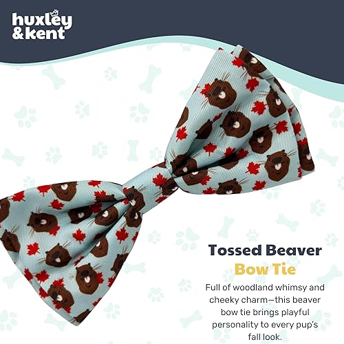 Miniatura 2 de Huxley & Kent Pajarita para mascotas  Castor arrojado con hoja (grande)  Accesorio de collar de pajarita  Divertidas corbatas para perros y gatos