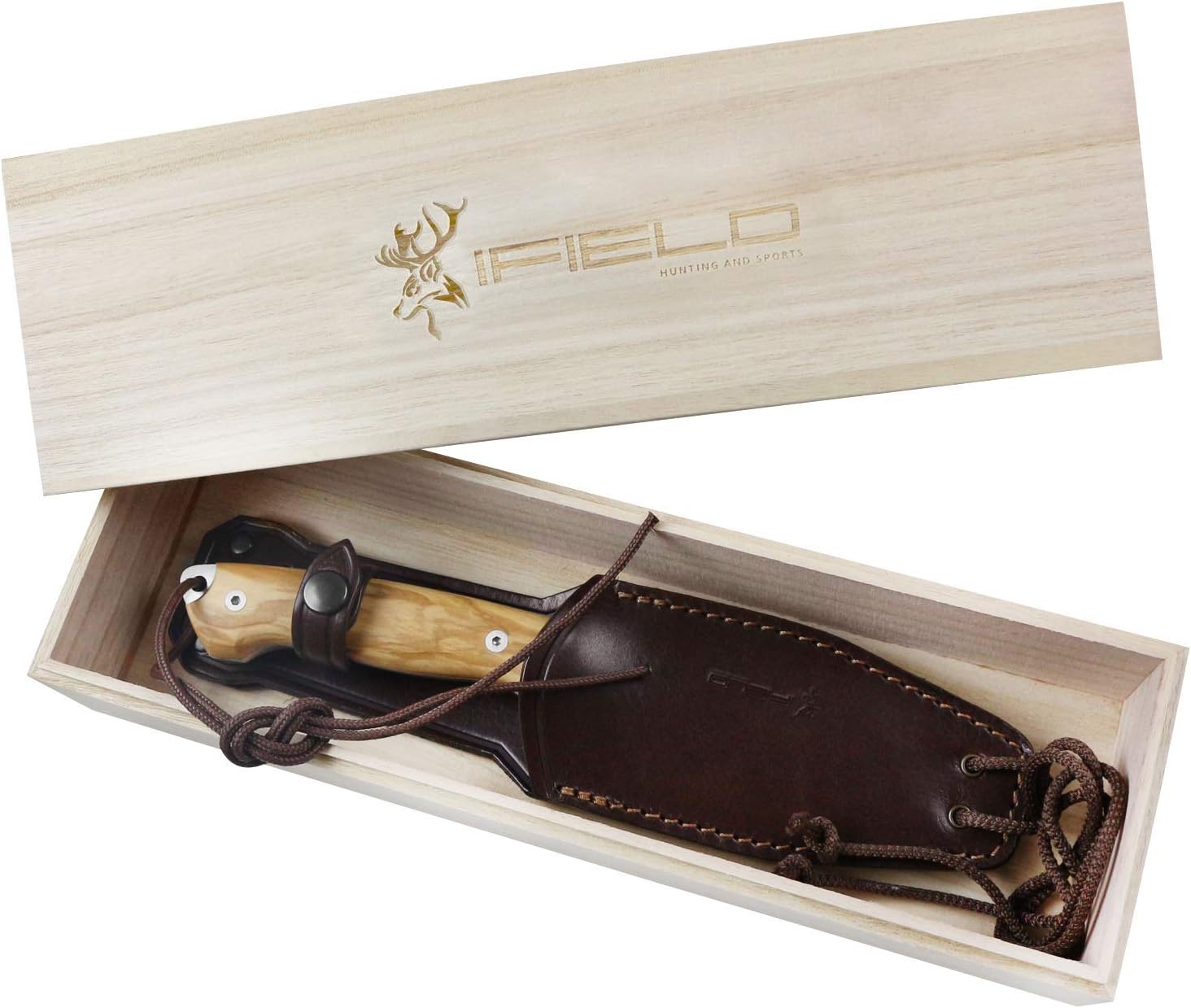 Bеѕt Dеаl Prоduсt iFIELD Hunting Knife Workout EL29107, 4.9 inch MOVA Blade Satin Finish, with Brown Leather Sheath, Camping Tool for Fishing, Hunting, Sport Activity