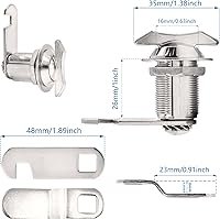 Vista 2 de 2 cerraduras de leva compensadas de 1 pulgada, cerraduras cromadas sin bloqueo, cerradura de repuesto para gabinete giratorio sin llave para cajón