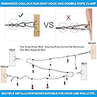 Vista 5 de Kit de colgar luces de cadena Newleray, alambre guía para luces de cadena al aire libre, kit de hardware para velas de sombra, con 164 pies