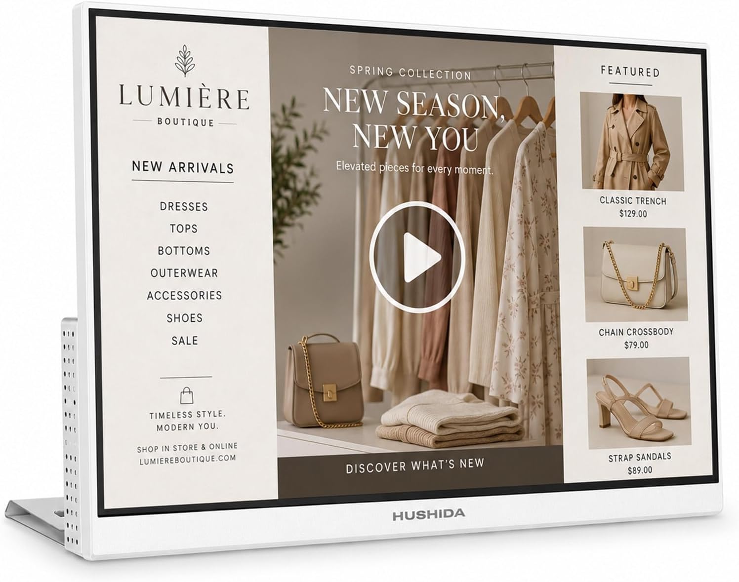 Multi-Zone Digital Signage Display with Split-Screen Layouts