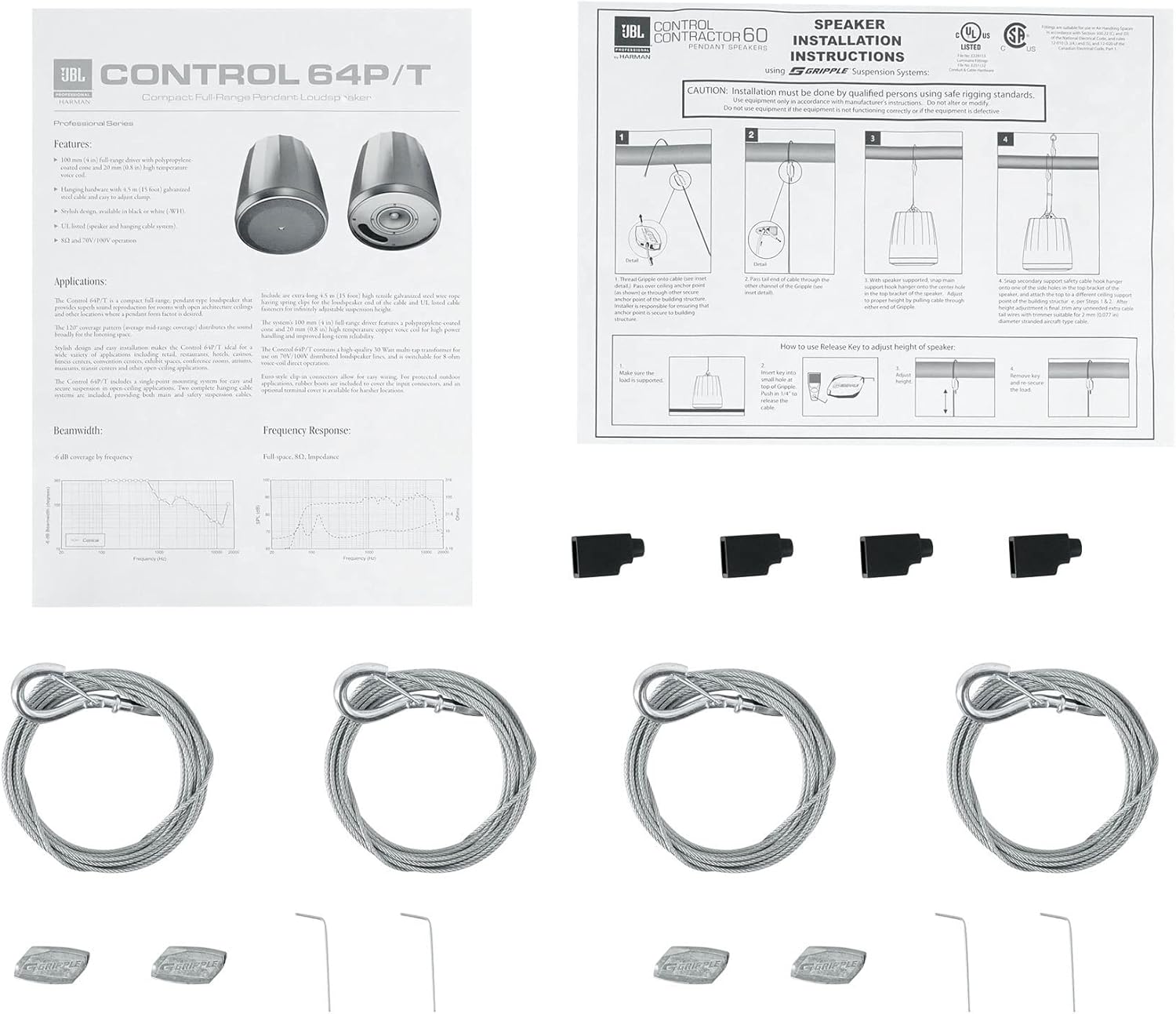 JBL Professional C64P/T-WH Compact Full-Range Hanging Pendant Loudspeaker, White, Sold as Pair