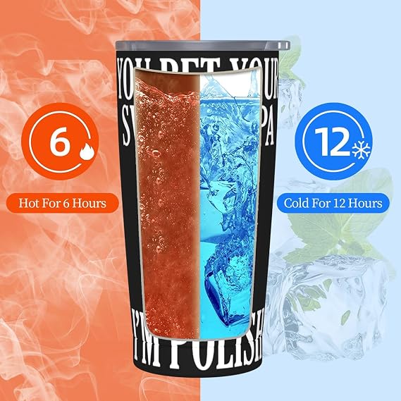 You Bet Your Sweet Dupa I'm Polish 20 OZ Stainless Steel Car Cup Insulated Tumbler Double Wall Coffee Mug with Straw and Lid