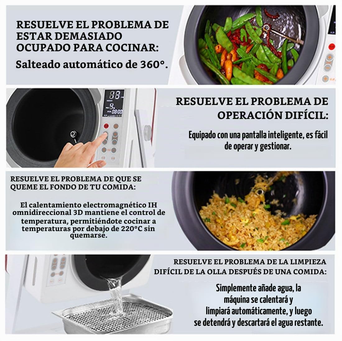 Robot de Cocina Multifuncion 6L,Temperatura 50-240°C,Inclinación 0°-135° para Servir,15-30 RPM,2500W Chef Automático con Inducción para Fritura/Estofado/Salteado,Cocina sin Esfuerzo