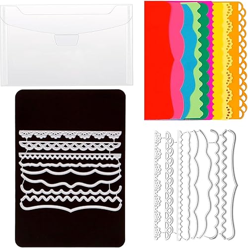 Miniatura 1 de Yoseng 9 piezas de troqueles de metal troquelados de encaje ondulado de encaje de conchas troqueladas de metal plantillas de plantillas de estampado