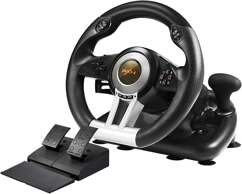Volante de carreras para PC PXN V3PRO, simulador USB, volante para juegos de carreras | Volante de carreras de PC con pedales, volante de PC para conducción de automóviles para Windows PC/PS3/PS4/Nintendo Switch/Xbox One/Xbox Series X/S