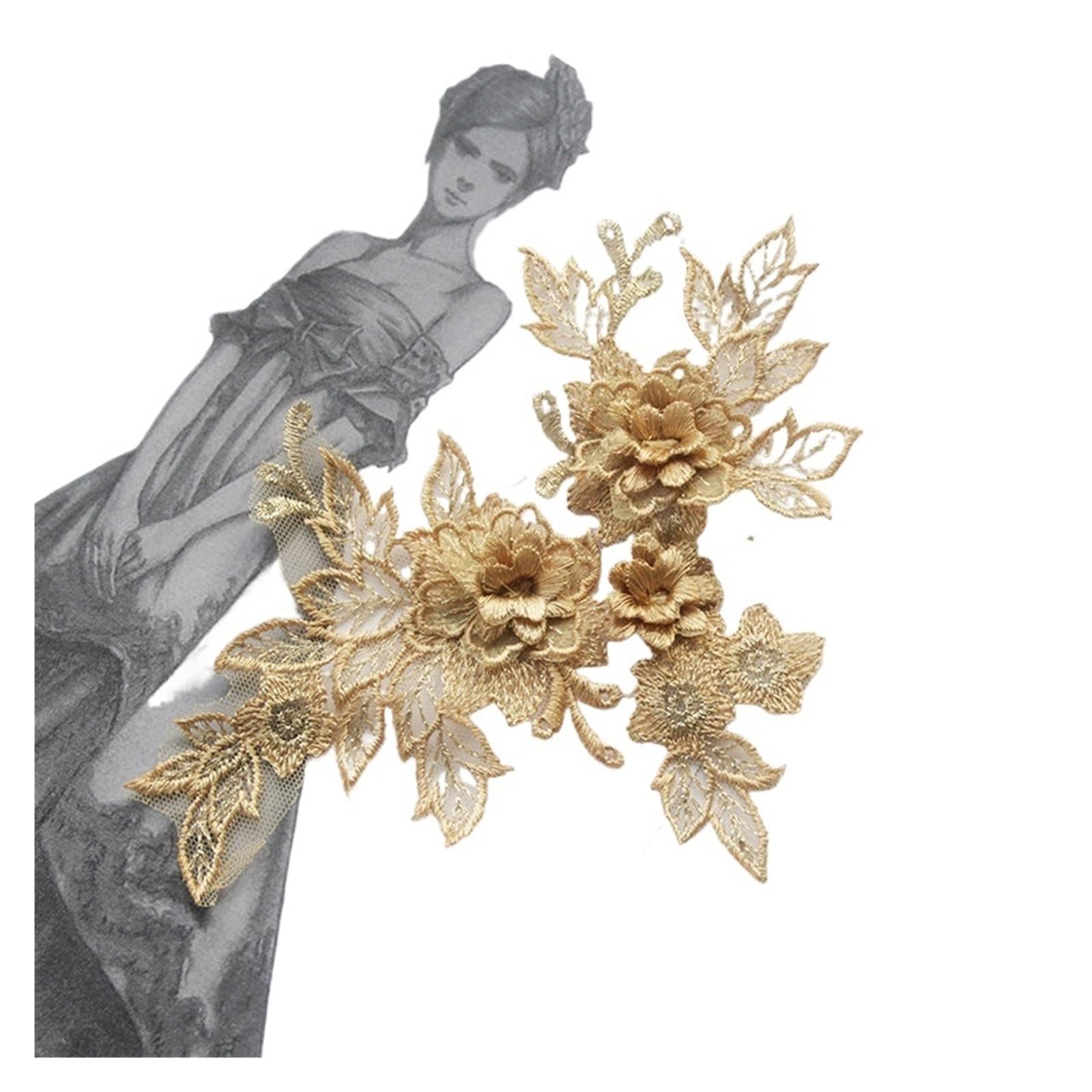Applique de dentelle 3D brodée pour sauver un vêtement déchiré avec élégance