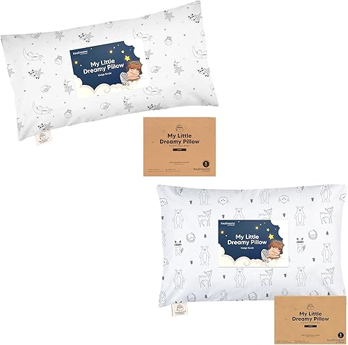 KeaBabies Almohada para niños pequeños con funda de almohada y tamaño jumbo de 14 x 20 pulgadas, almohadas suaves de algodón orgánico para dormir,