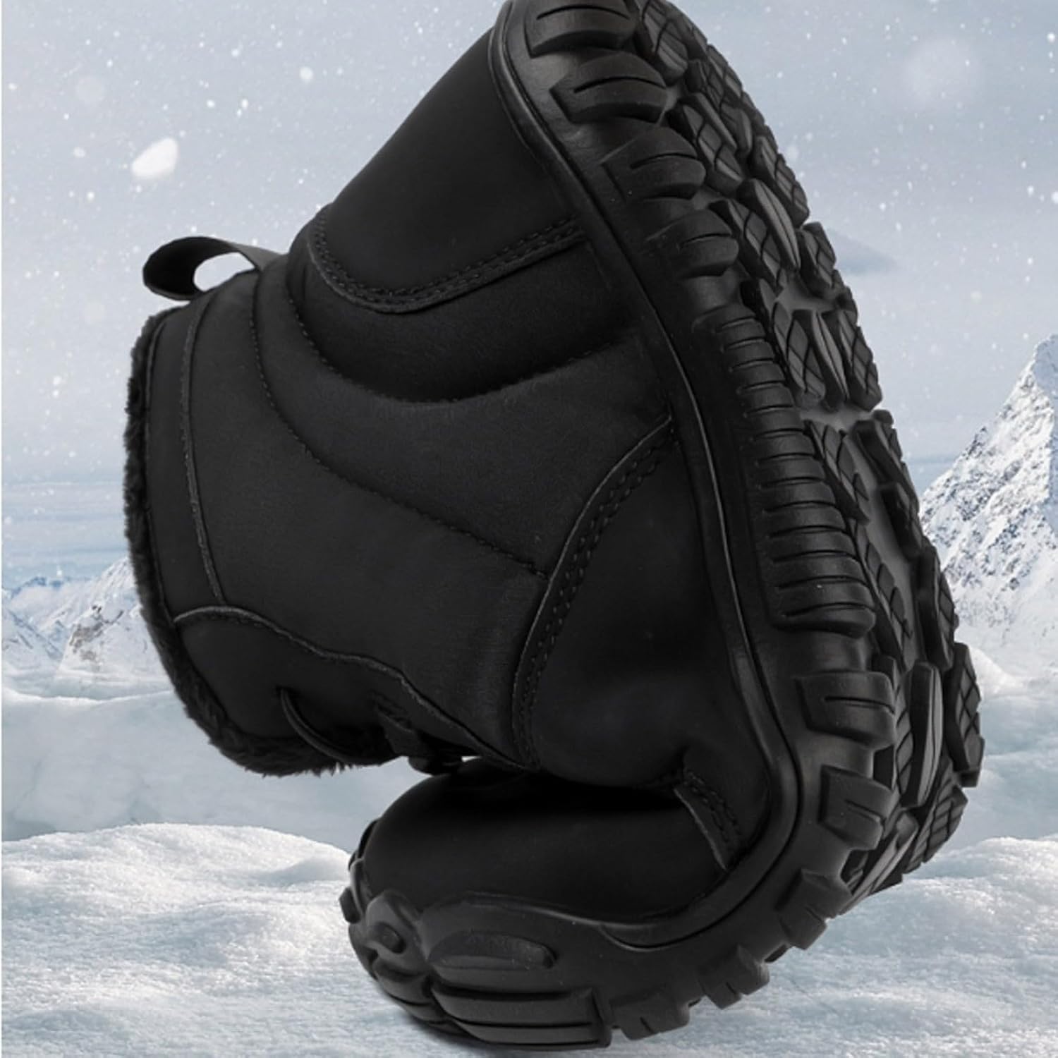 Winter Outdoor Boots Slip Resistant Snow Shoes with Wide Toe Box Warm Fleece Lining Waterproof Low Top Lace Up Flat Sole Fashion Sneakers Unisex Lightweight Solid Color Casual Hiking Walking Shoes