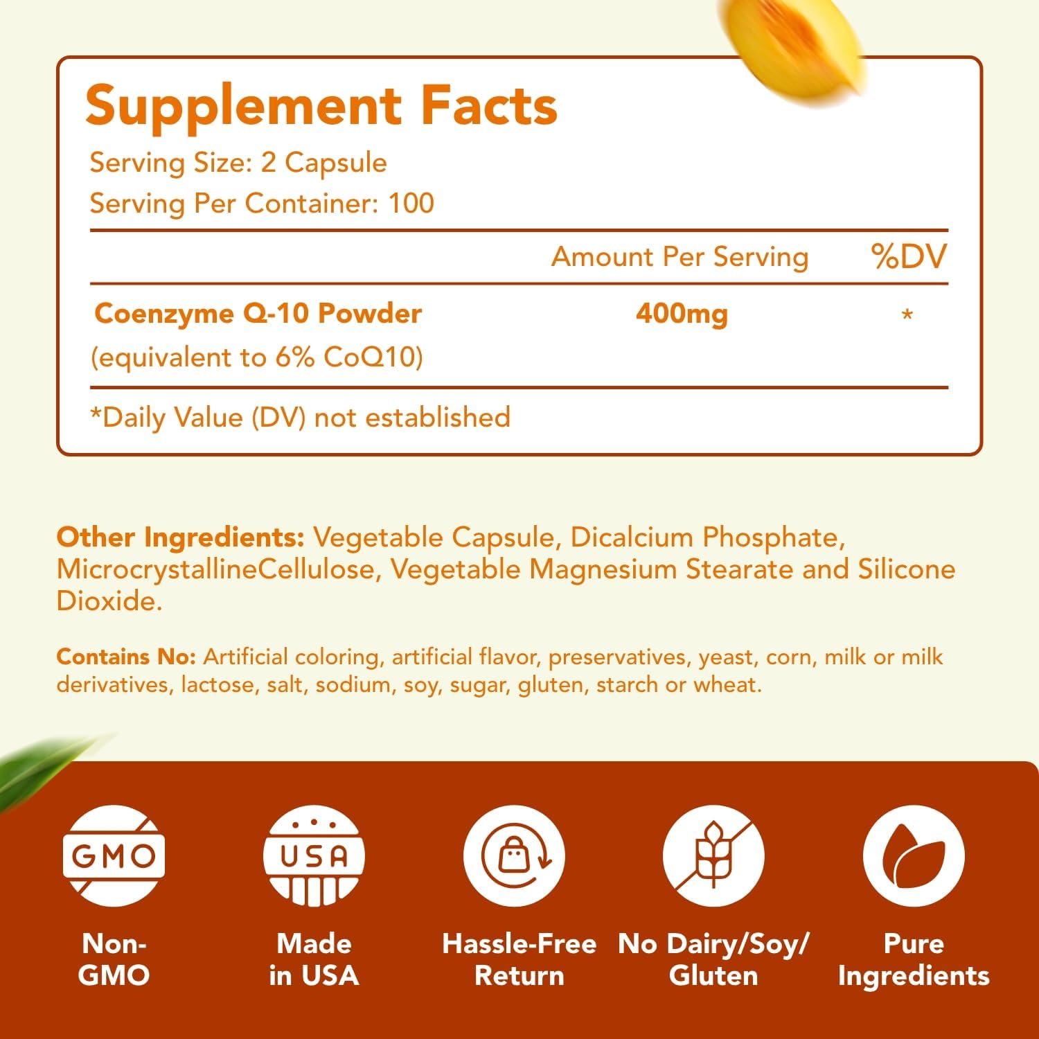 Coenzyme Q10 400mg CoQ10 Supplement - Once Daily Coq 10 400mg Powder Capsules for Healthy Heart Antioxidant and Energy Support - Non-GMO Quick Absorption Ubiquinone Q10 Coenzyme (200 Servings)