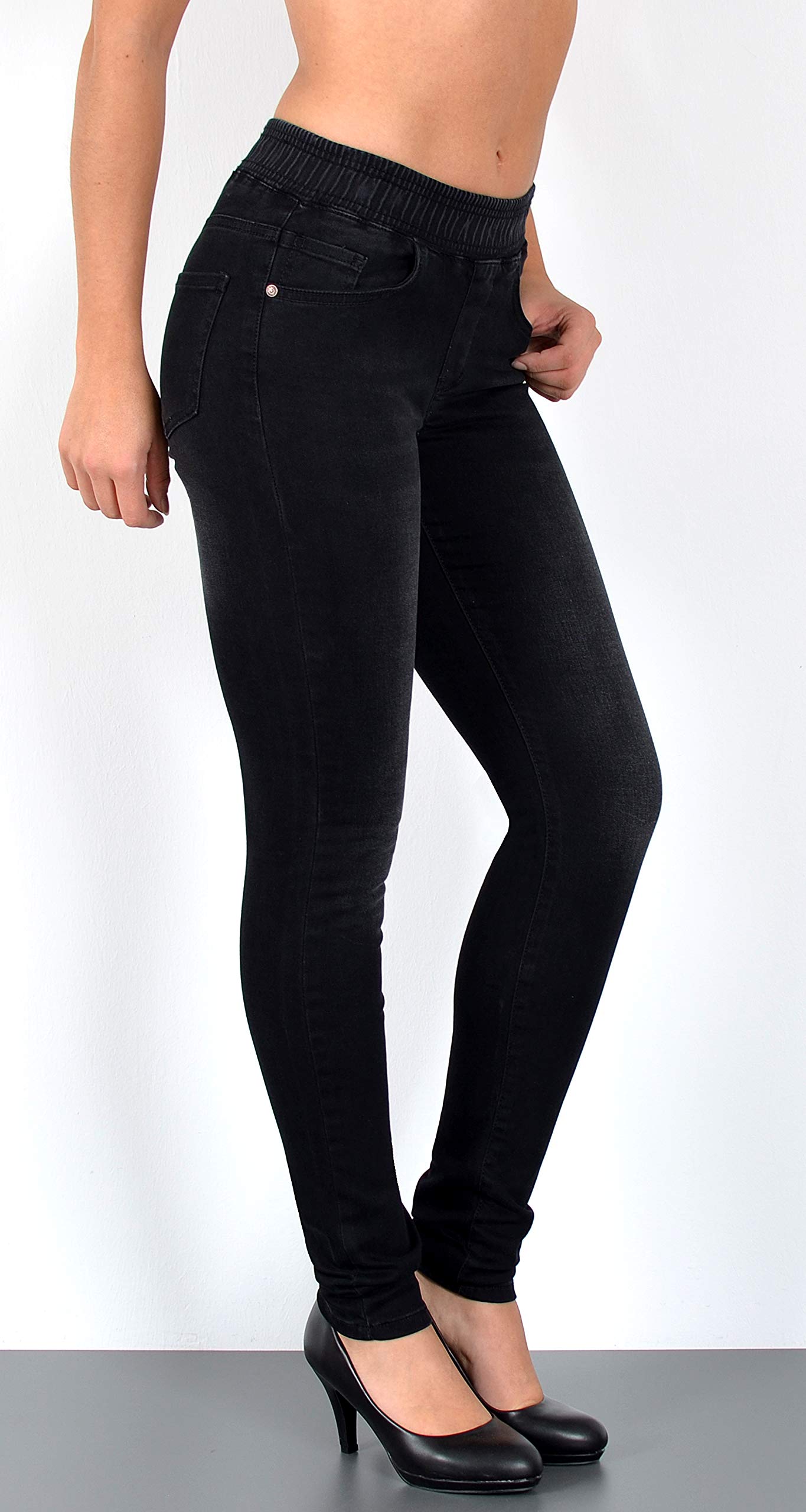 ESRA Skinny Jeans Damen High Waist Stretch Jeans Damen Jeggings Damen Stretch elastischer Gummi-Bund Übergröße Puls Size J291