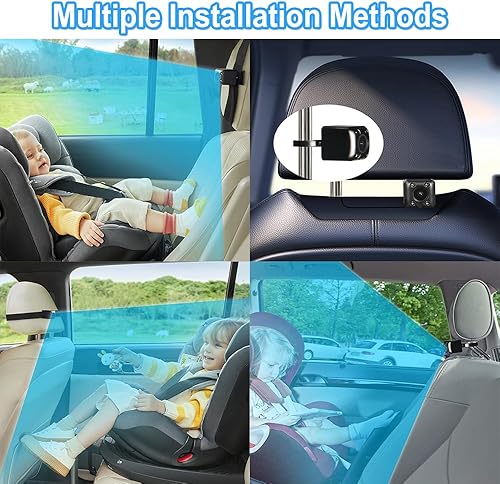 Miniatura 2 de VSYSTO Cámara de espejo de coche para bebé, pantalla HD de 4.3 pulgadas, visión nocturna infrarroja, cámara de visión trasera, grabación de audio,