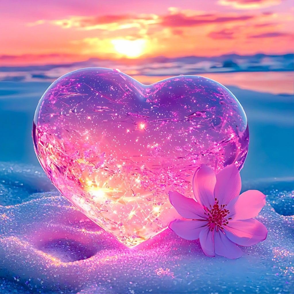 Beach Diamond Painting Kits for Adults - Diamond Art Kits for Love Heart, Gem Art Kits Beaches for Adults for Gift Home Wall Decor 12x12in