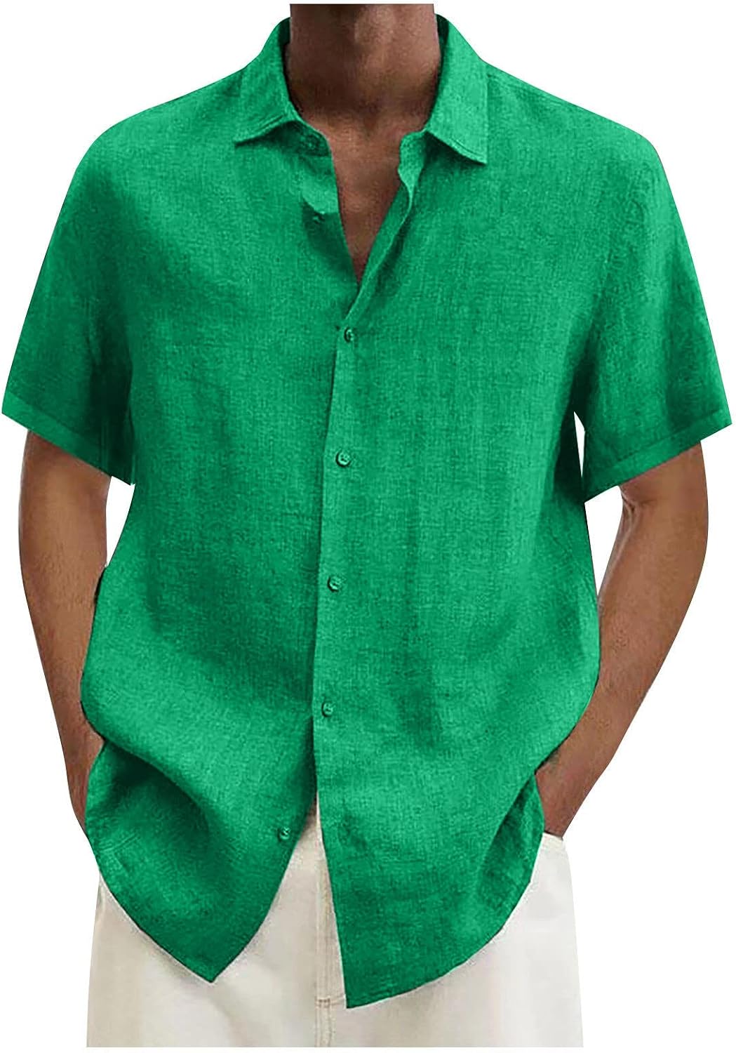 Ymosrh Men's Shirts Designer Spring Summer Casual Cotton Linen Solid Color Short Sleeve Shirts Loose, S-3XL