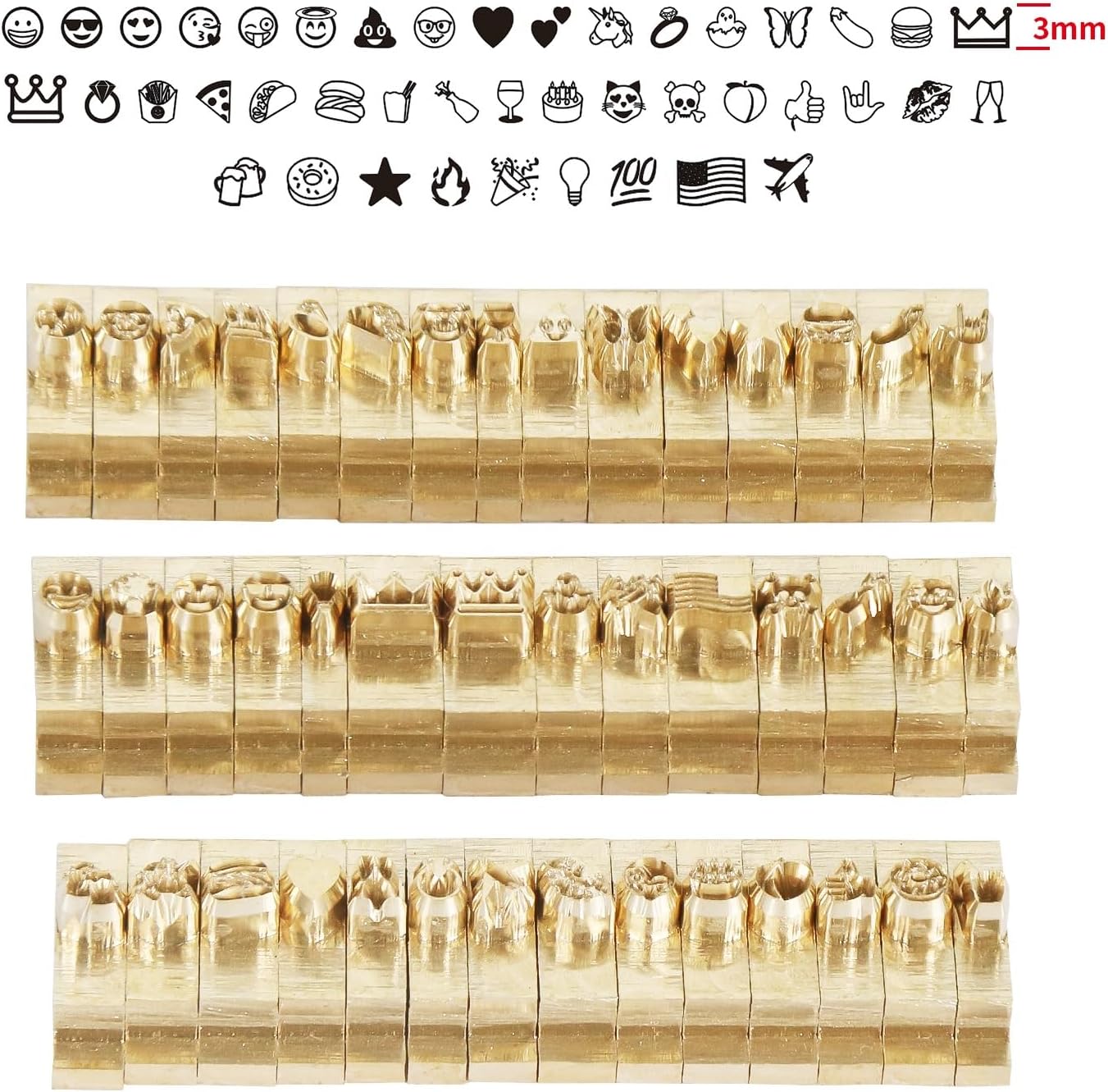 ZONEPACK 3mm Funny Flexible Brass Letters Mini Symbol Hot Stamping Set for Hot Foil Machine