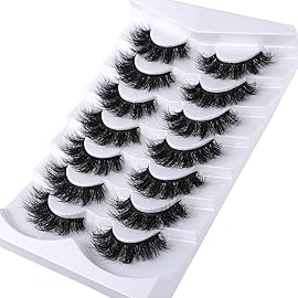 Mebver False Eyelashes Cat Eye Lashes Faux Mink Lashes Natural Look Fluffy Wispy Lashes That Look Like Extensions Pestaas Postizas D Curl Lash Strips Short Fox Eye Lashes 7 Pairs Pack