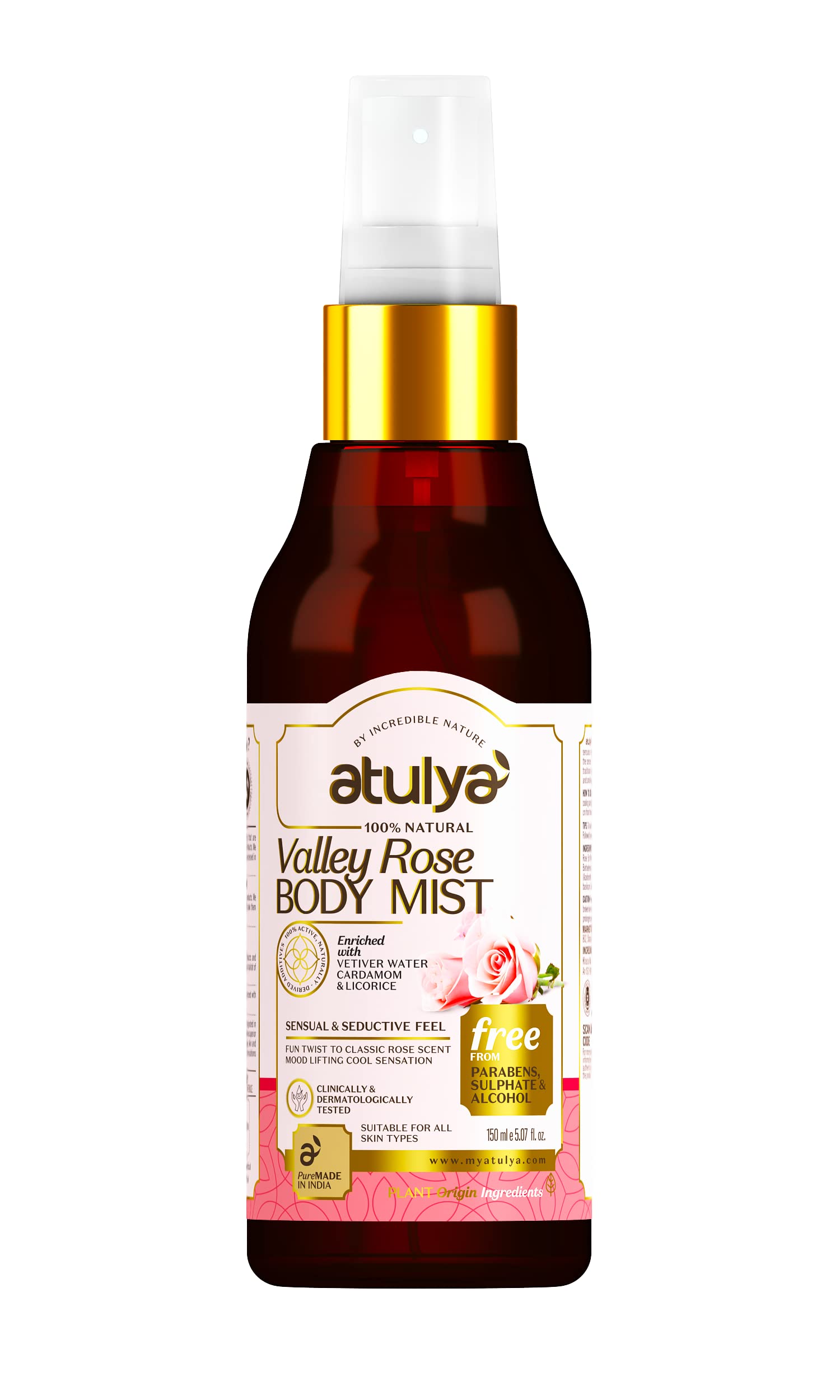 atulya 100% Natural Body Mist 150ml (Valley Rose)