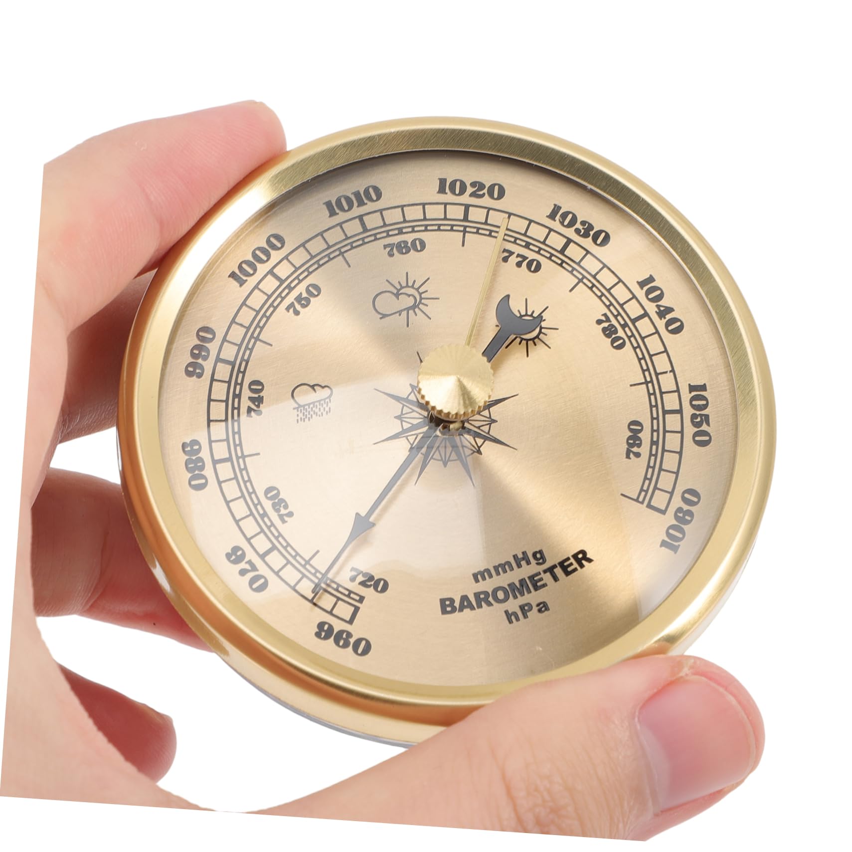 2St Zifferblattbarometer Außenthermometer Mini- Wetterstationsbarometer wettervorhersage druckluftmanometer Hygrometer Zeigerbarometer Aneroidbarometer für zu Hause Metall