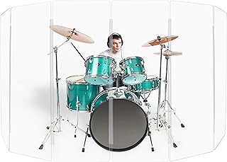 PENNZONI Drum Shield 6ft w/Plastic Hinges, Comes w/ 6 Drum Panels, & Plastic Hinges, Premium Clear Acrylic Panels, Drum Screen