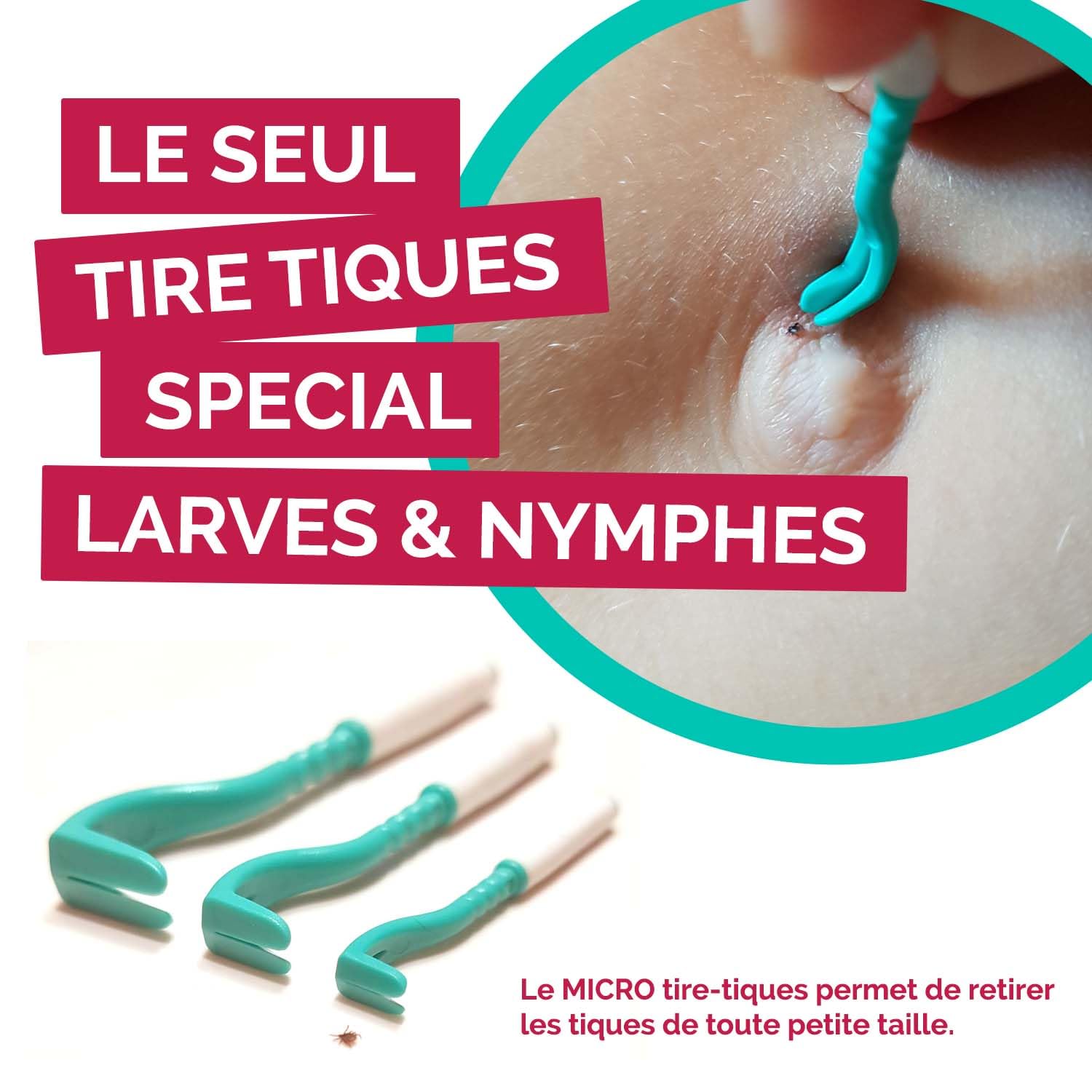 Tire Tique pour Chien, Chat et Humain (Set de 3 Tailles - Vert) - Retrait Facile, Rapide et sans Douleur – Pince à Tique avec Boîte de Rangement - Fabriqué en France (1 Set)