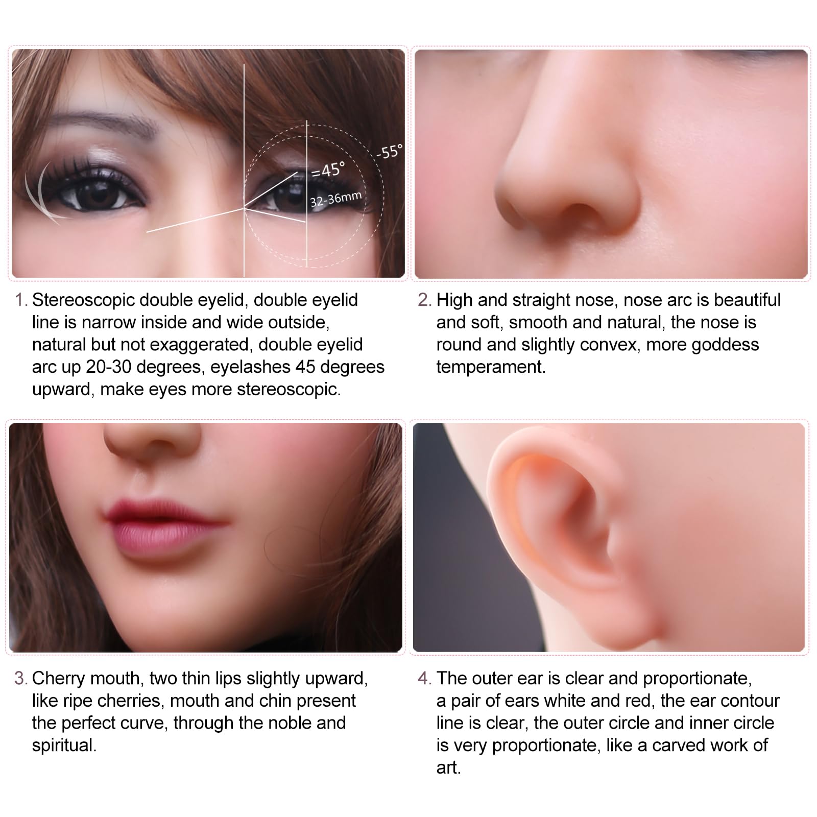 QIAOYIQIAO Silicone Mask Realistic Face Mask Lifelike Silicone Female Head Mask Can Make up for Crossdresser Halloween Transgender (Color 2 - Image 4
