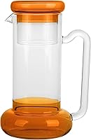 Vista 2 de Elle Decor Juego de jarras de noche ámbar – jarra de vidrio de 32 onzas con tapa de taza y cubierta de vaso para agua, jugo y enjuague bucal, ideal