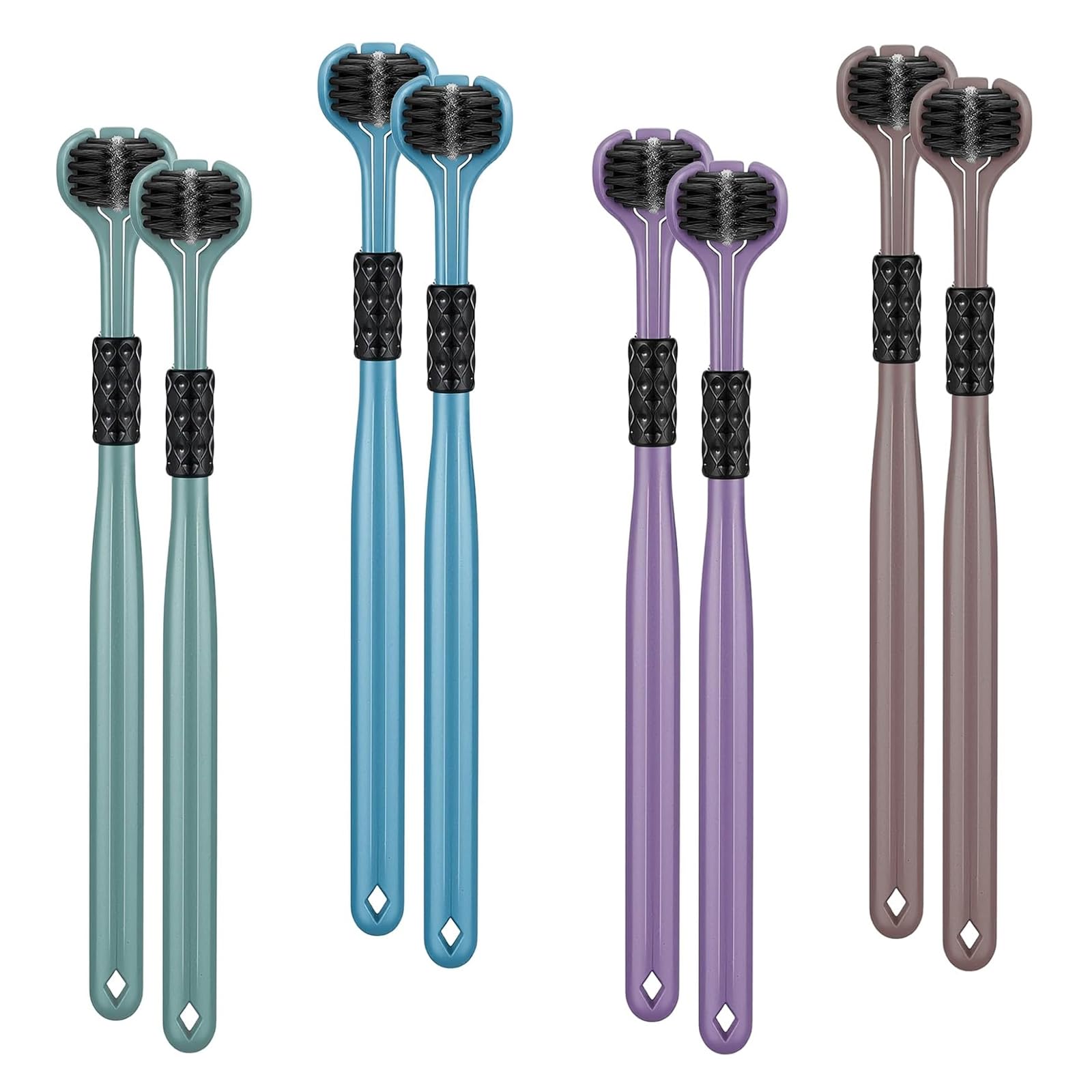 Cepillo de dientes de tres cabezales suave para adultos juego de viaje 3 lados