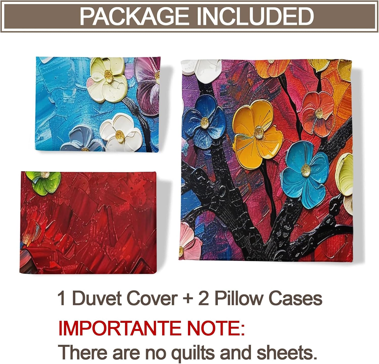 California King Duvet Cover and 2 Pillowcase, Floral Comforter Set Vibrant Flower Bedding Set 3 Piece, Cute Mushroom Duvet Cover with Zipper Ties (NO Comforter)