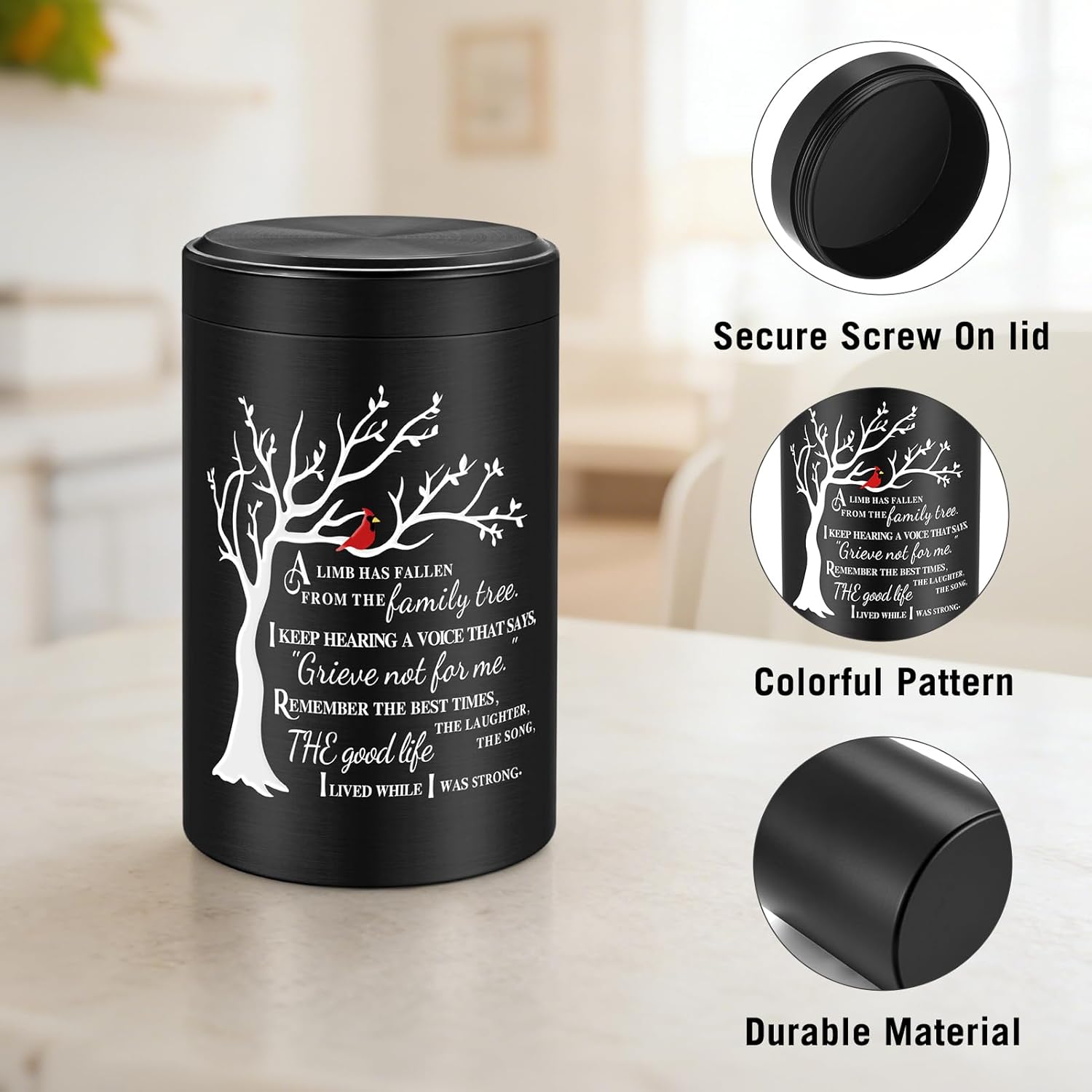 Dletay Set of 4 Small Urns for Human Ashes Memorial Decorative Mini Cremation Urns for Women Men Tree of Life Aluminum Ashes Keepsake Sharing 3.54 Inch
