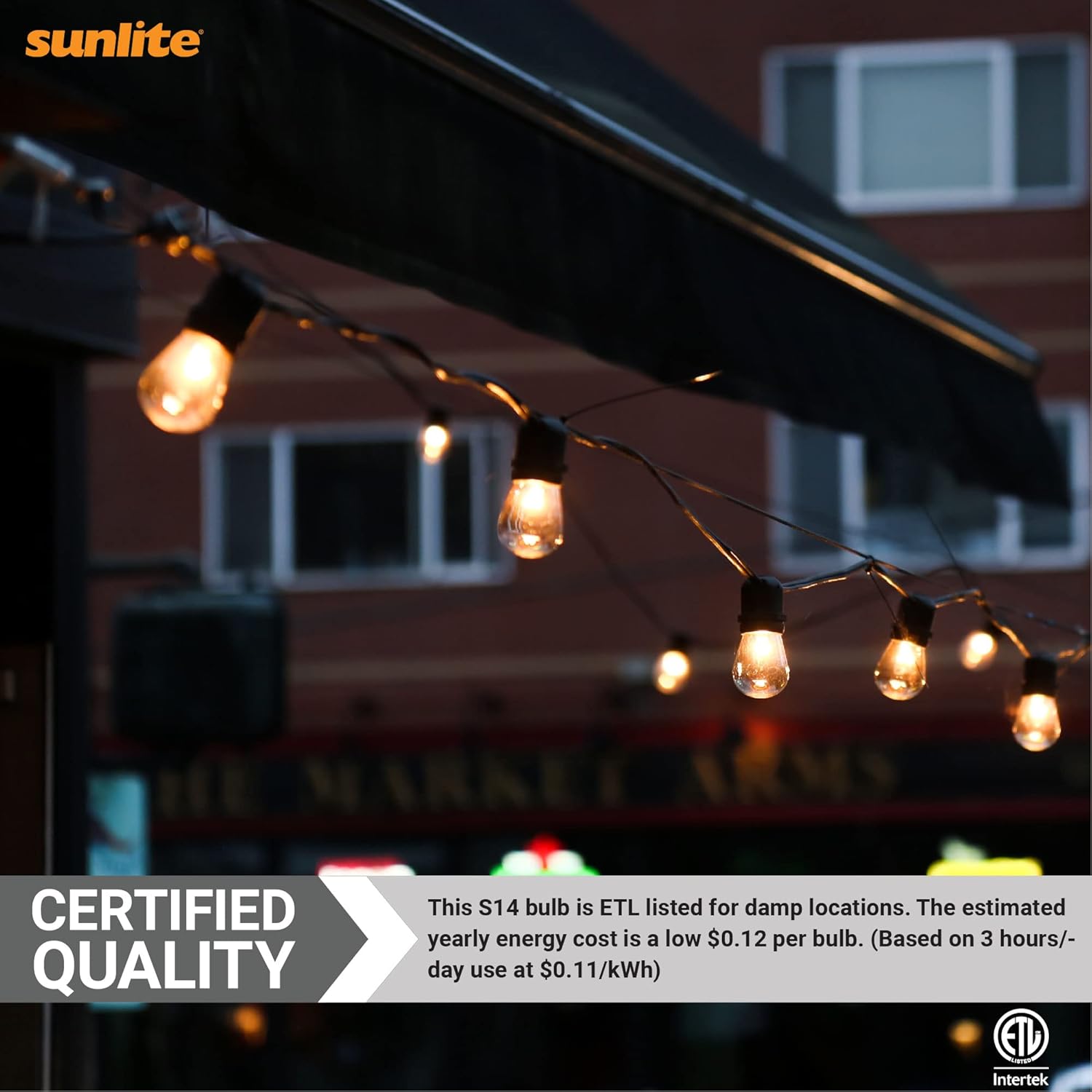 60% Off Discount Sunlite 41030-SU LED S14 String Light Bulb, 1 Watt (10W Equivalent), 50 Lumens, Medium Base (E26), Non-Dimmable, ETL Listed, 2700K Warm White, Clear, 12 Count
