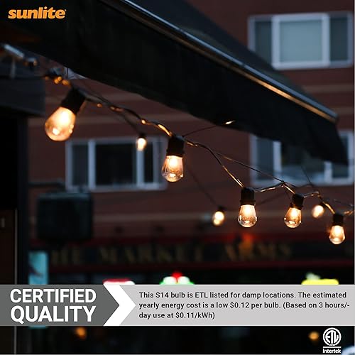 Miniatura 5 de Sunlite 41030-SU - Bombilla LED S14, 1 vatio (equivalente a 10 W), 50 lúmenes, base media (E26), no regulable, certificación ETL, blanco suave de