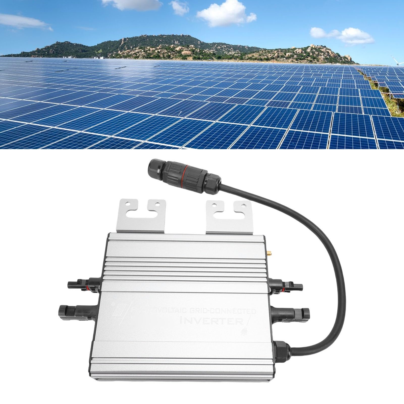 Microinversor de Conexión a Red Solar IP65 Inversor Pequeño Impermeable con Conector CC Universal para Uso Doméstico Aleación de Aluminio 164 X 188,5 X 43 Mm