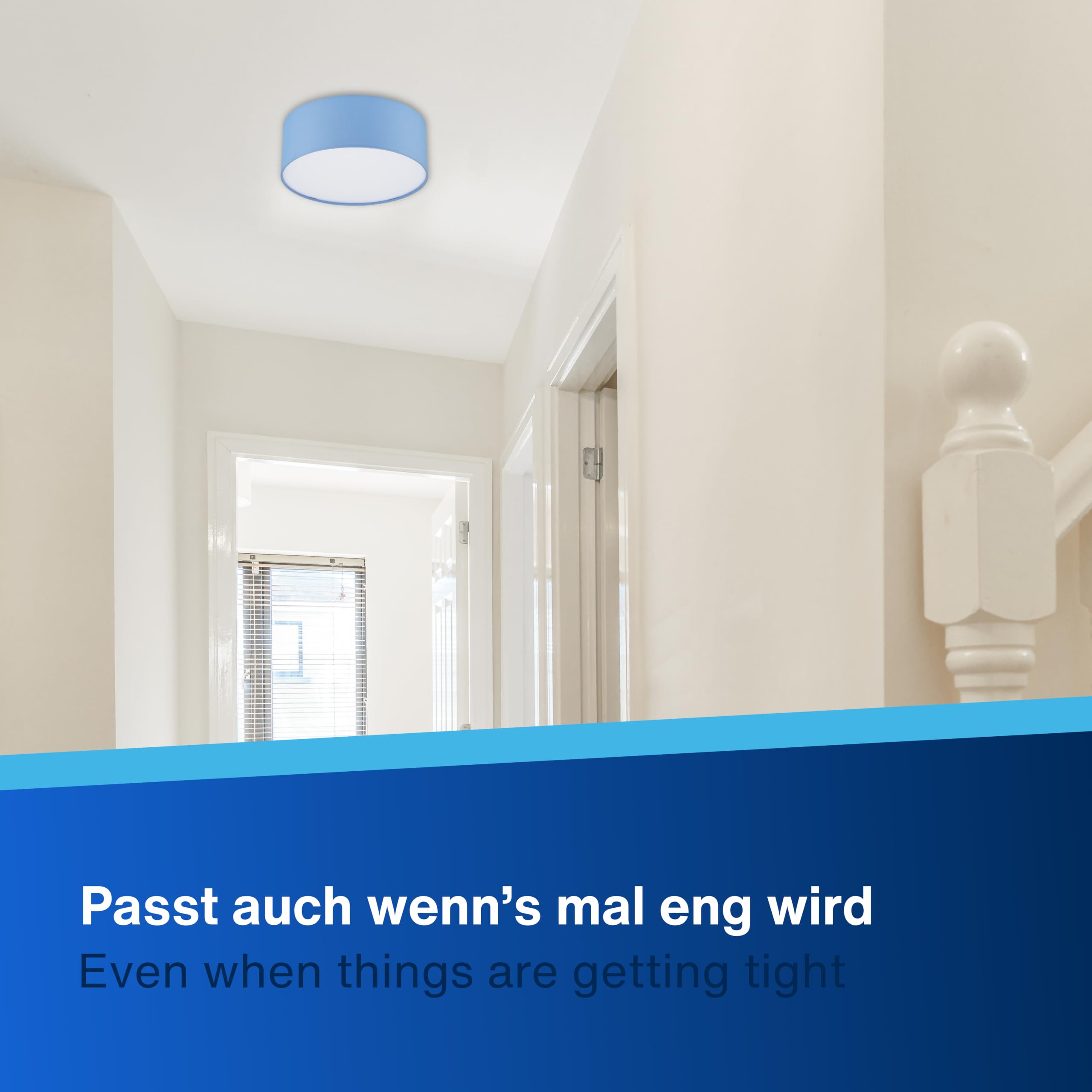 REV Deckenleuchte - 30cm, moderner Stoff-Lampenschirm in Pastell, hellblau | Deckenlampe Wohnzimmer I Stilvoller Leinenstoffschirm | inklusive zwei E27 Fassungen