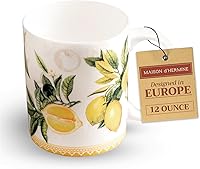 Vista 95 de Maison d' Hermine Taza de café con asas, tazas de porcelana fina de hueso, paquete de una taza de té para bebidas calientes, capuchino latte