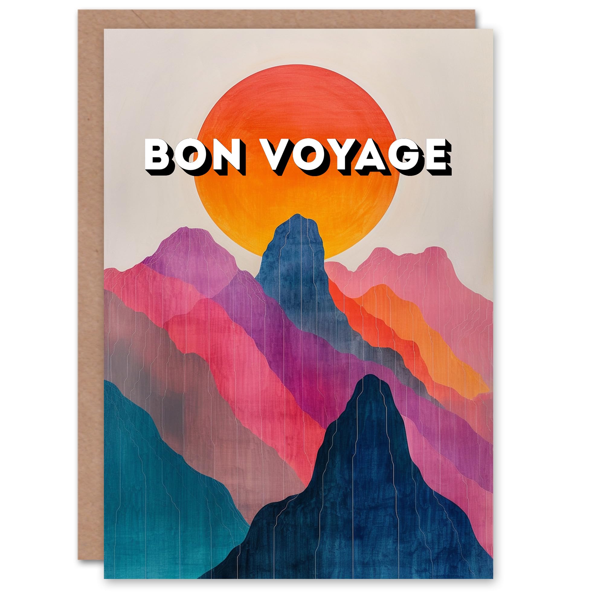 Artery8 Abstract Alps Mountain Range Sunset Bon Voyage Farewell Card