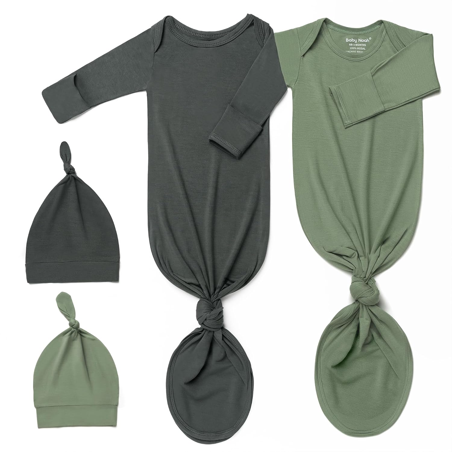 2Pk Newborn Baby Knotted Gown, Super Soft Silky Infant Long Sleeve Sleeper for Baby Sleeping with Hat or Headband (2 Pack... - Review, Price and Buying Guide