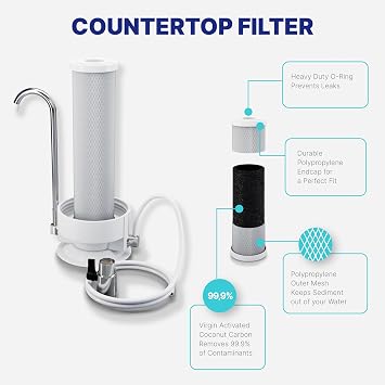 NU Aqua Platinum Series Premium Countertop Water Filtration System – Easy to Use Portable Faucet Mounted Filter Transforms Tap Water Into Drinking Water