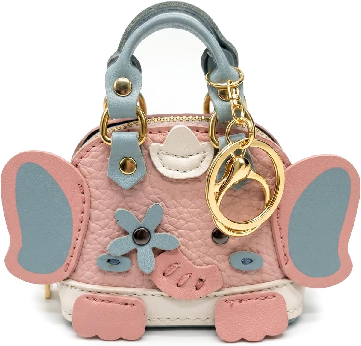 Angyape Mini Coin Purse Keychain Leather Elephant Keychain for Backpack Small Coin Pouch Cute Purse Bag Charm Gift for Women
