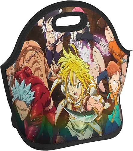 Miniatura 8 de ORPJXIO Bolsa de almuerzo reutilizable de neopreno portátil con aislamiento térmico de The Seven Anime Deadly Sins para picnic al aire libre,