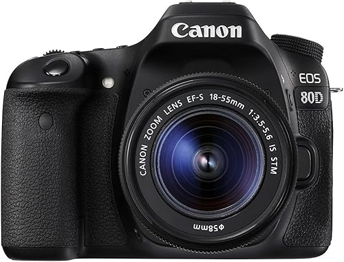 Canon EOS 80D Digital SLR kit con lente EF-S 1855mm f3.55.6 estabilización de imagen STM, color negro (reparada)