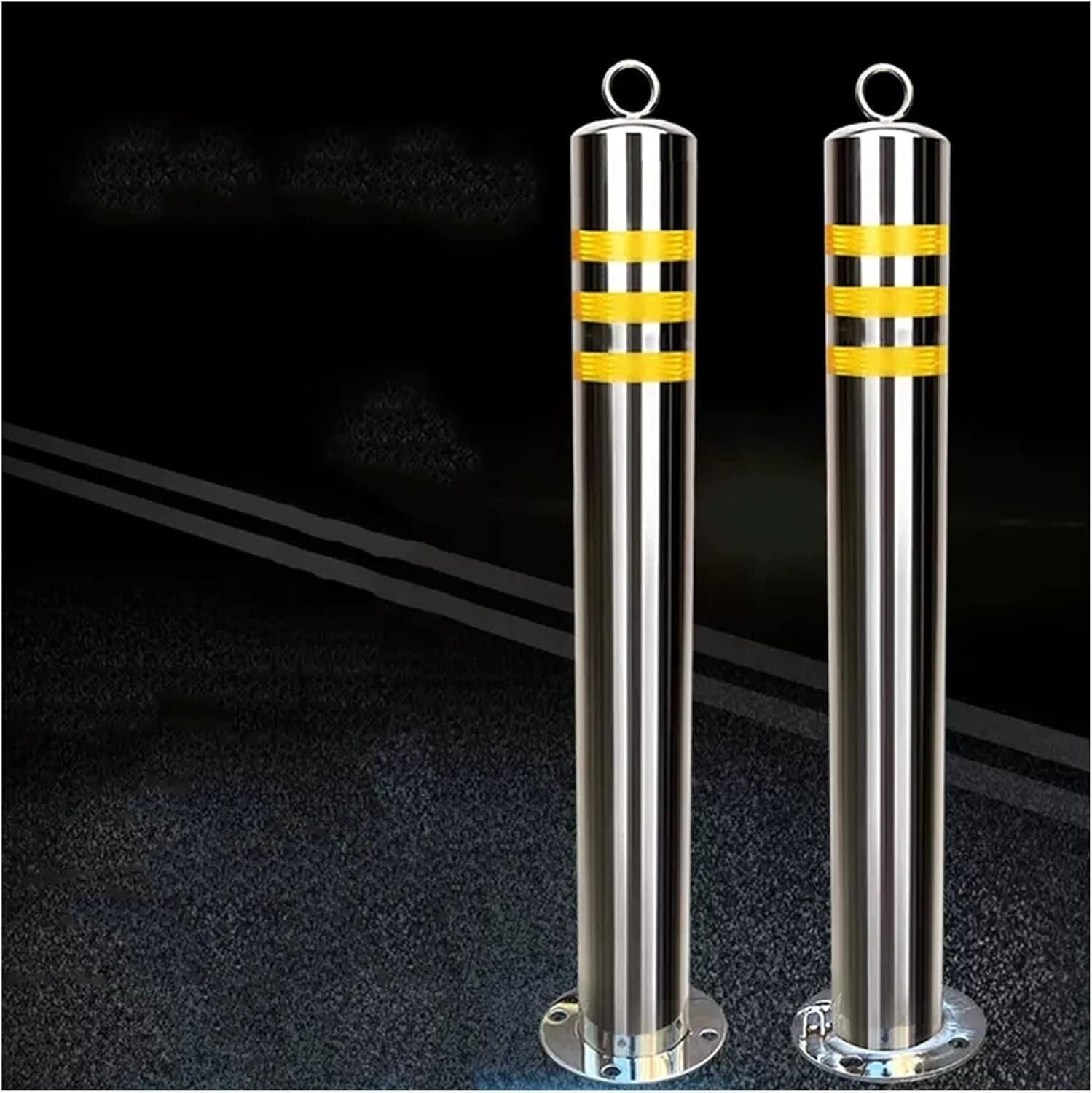 JYBNBBE Stainless Steel Reflective Traffic Delineator Post Road/Street Caution Cones Security Parking Bollard Post Outdoor,2pack-75cm/29.5in