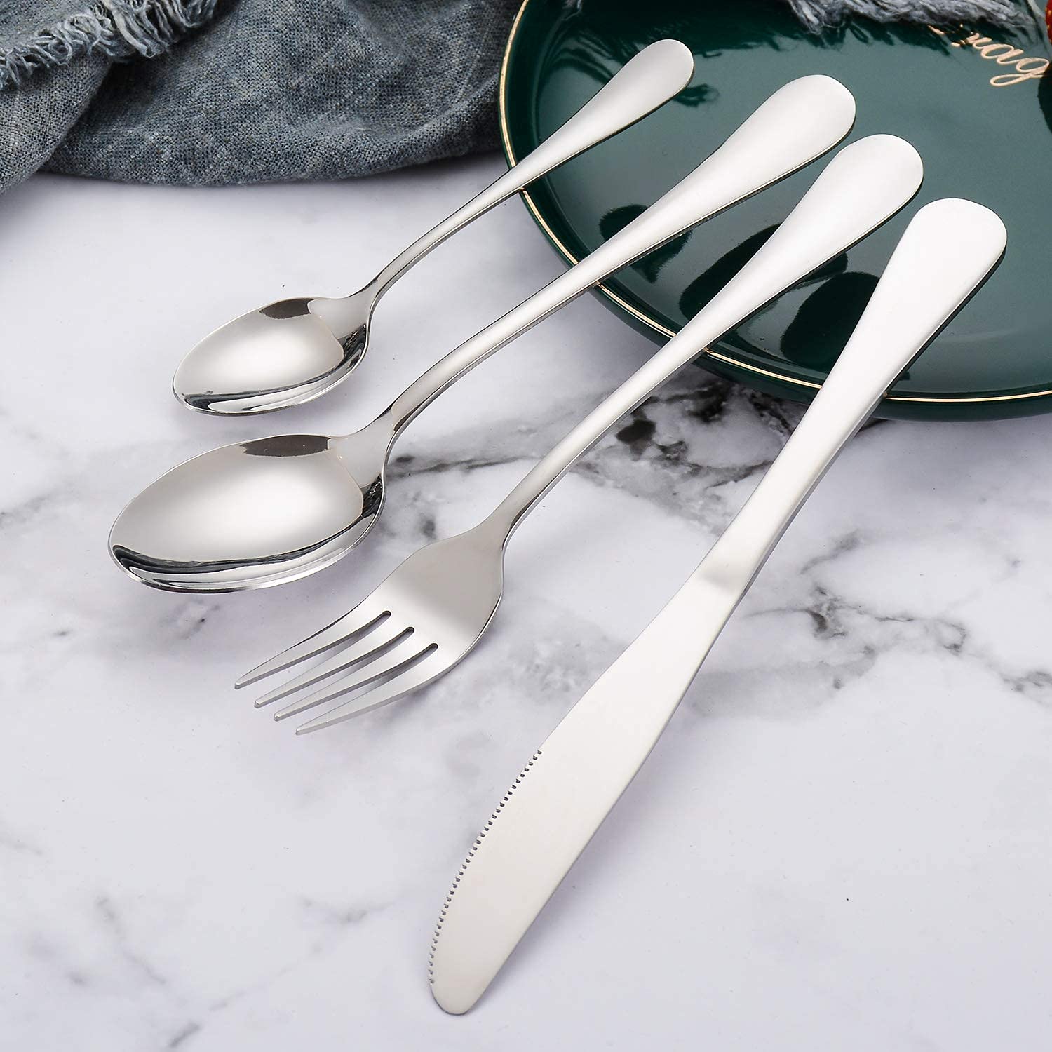 OBR KING Set posate da 16 pezzi, include coltello, cucchiaio, cucchiaini da caffè e forchette acciaio inox, servizio 4 persone (Colorate