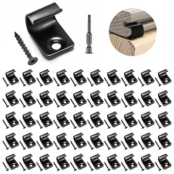 Deck Start Clip, URABLAZ 50 Pcs Universal Hidden Deck Starter Clips with 52 Torx Srews, 1 Torx Bit, Stainless Steel Black Decking Clips Hidden Fasteners for Composite Decking Board