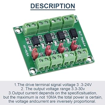 2 Pcs PC817 4 Channel Optocoupler Isolation Module 3.6-30V Voltage Converter Driver Photoelectric Isolated Board for Control Relay with 24AWG Wire